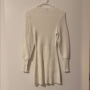 Zara Cream Ribbed Long-Sleeve Sweater Dress
